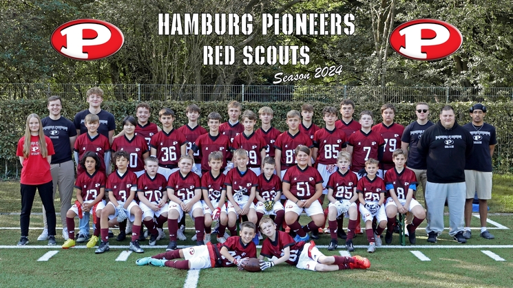 Hamburg Pioneers Red Scouts Team 2024, Foto: HB Fotografie, Holger Beck Hamburg-Pioneers-red-scouts-2024-vorschau
